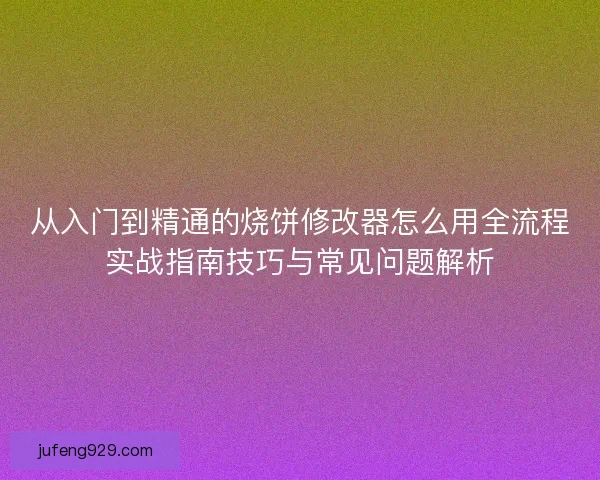 从入门到精通的烧饼修改器怎么用全流程实战指南技巧与常见问题解析